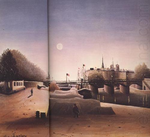 View of Ile Saint-Louis from the Port of Saint Nicolas(Evening), Henri Rousseau